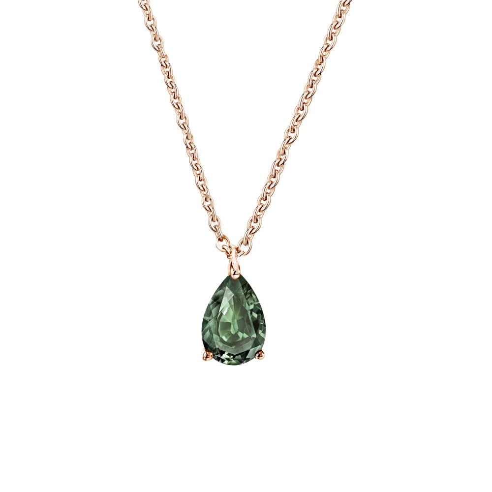 Pendant Rose gold Green Sapphire and diamonds Lady Poire S 2