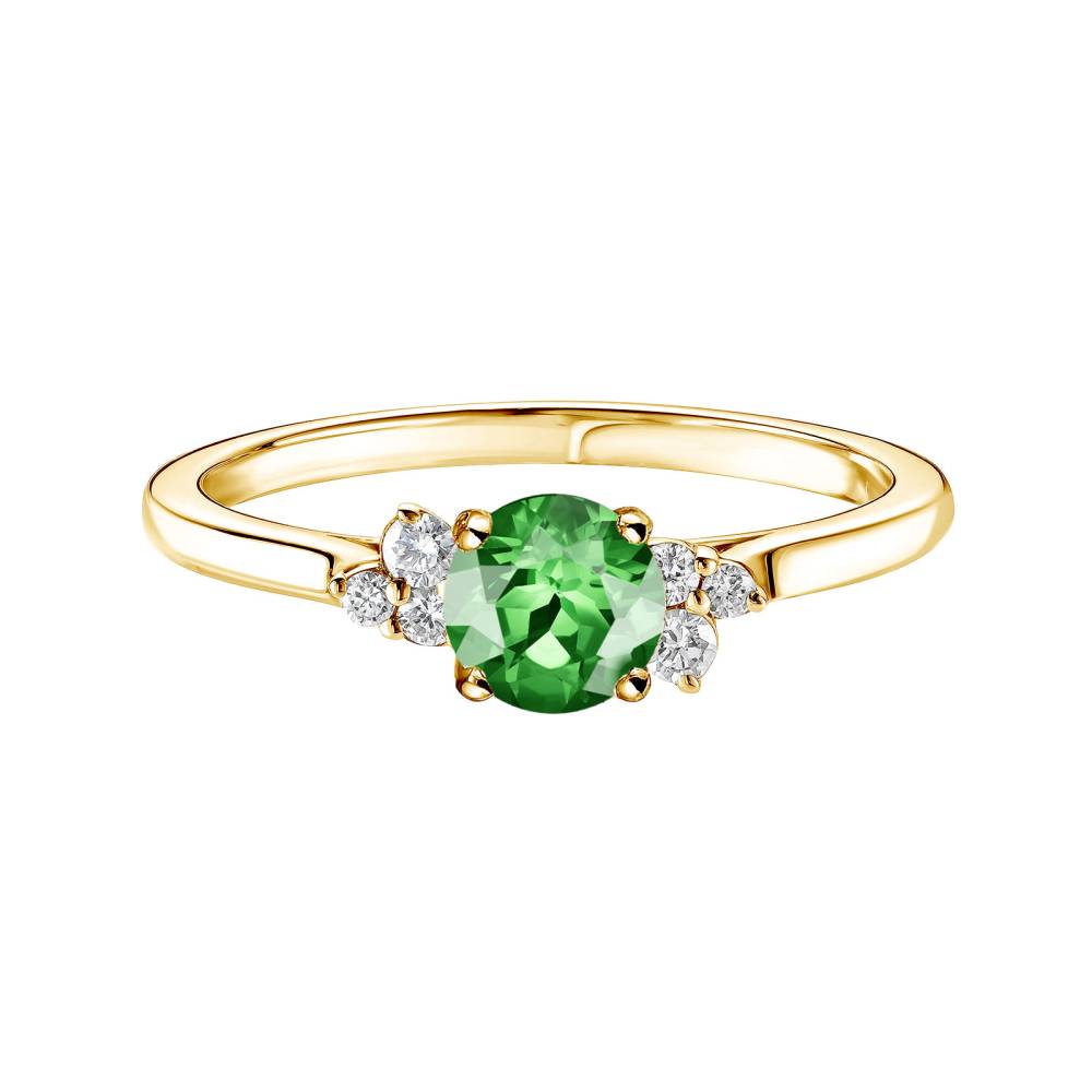 Ring Yellow gold Tsavorite and diamonds Baby EverBloom 5 mm 2