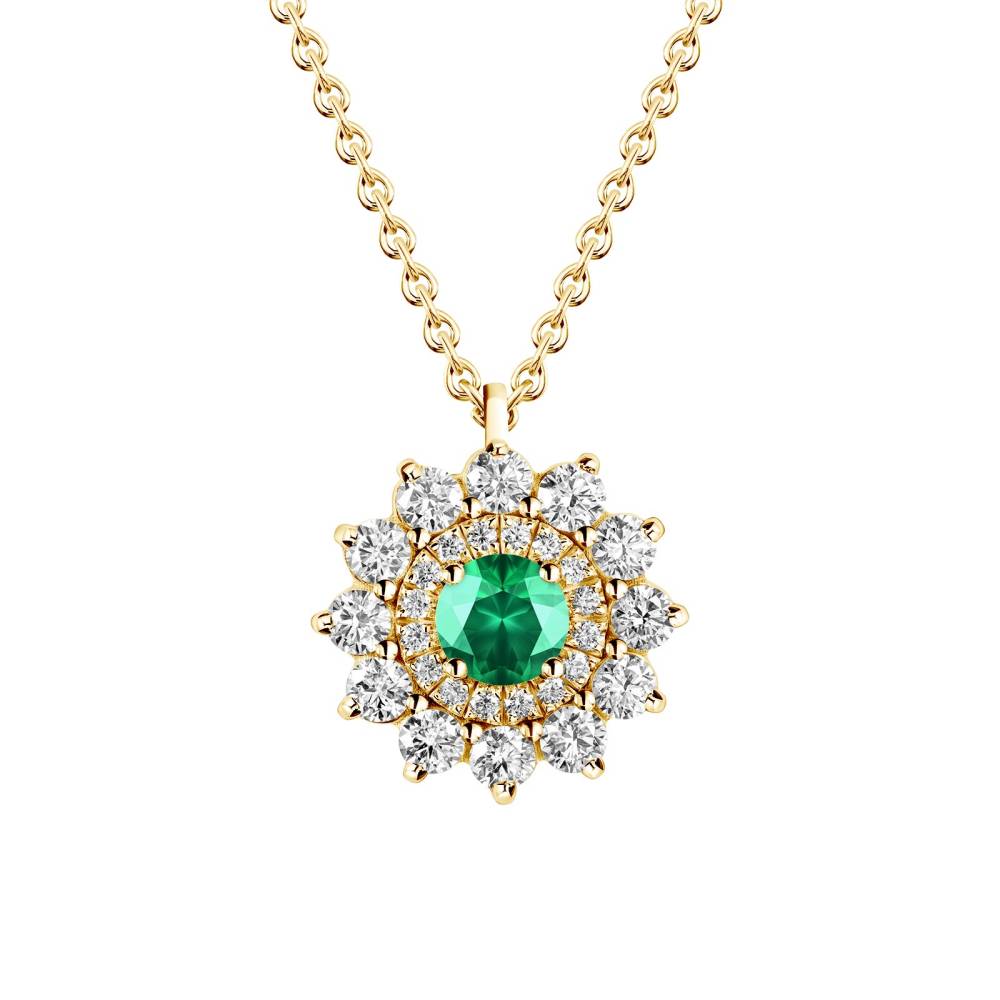 Pendant Yellow gold Emerald and diamonds Lefkos 2