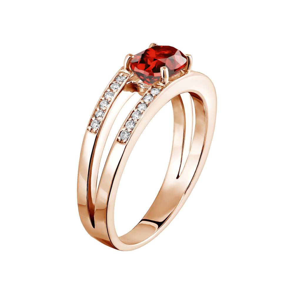 Ring Rose gold Garnet and diamonds Cassandra 3