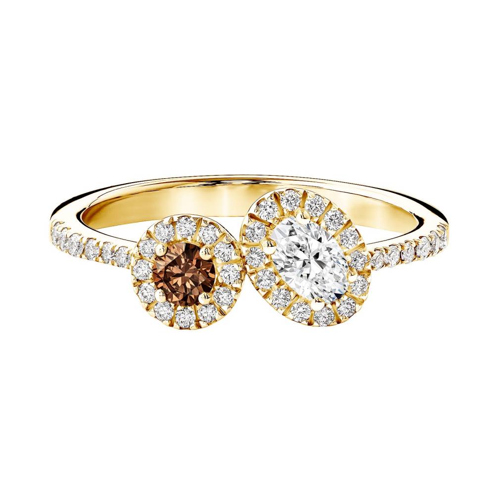 Bague Or jaune Diamant Chocolat et diamants AlterEgo Ovale 2