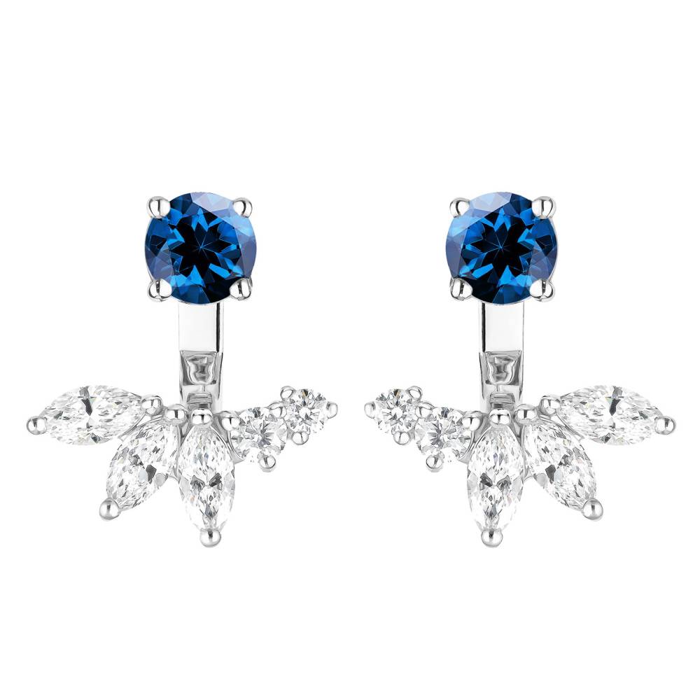 Earrings White gold Sapphire and diamonds EverBloom Symétriques 2