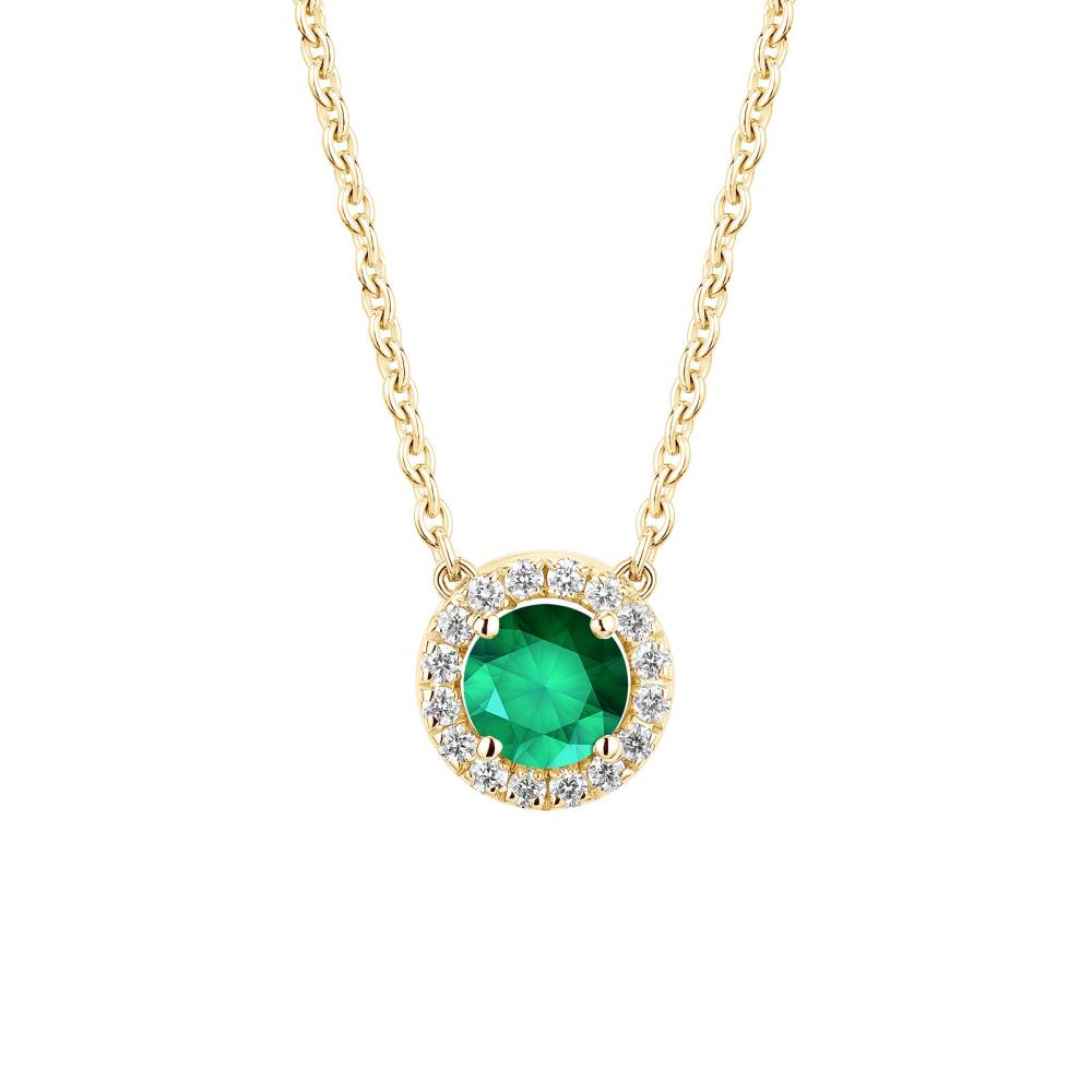 Pendant Yellow gold Emerald and diamonds Rétromantique S 2