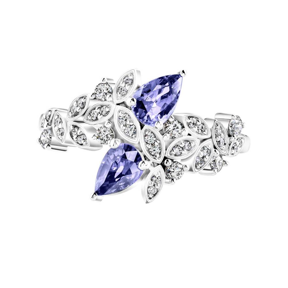 Ring White gold Tanzanite and diamonds EverBloom Toi & Moi 2