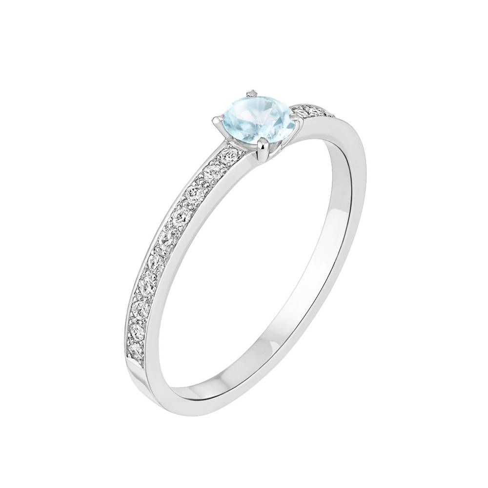 Bague Or blanc Aigue-marine et diamants Milady 2