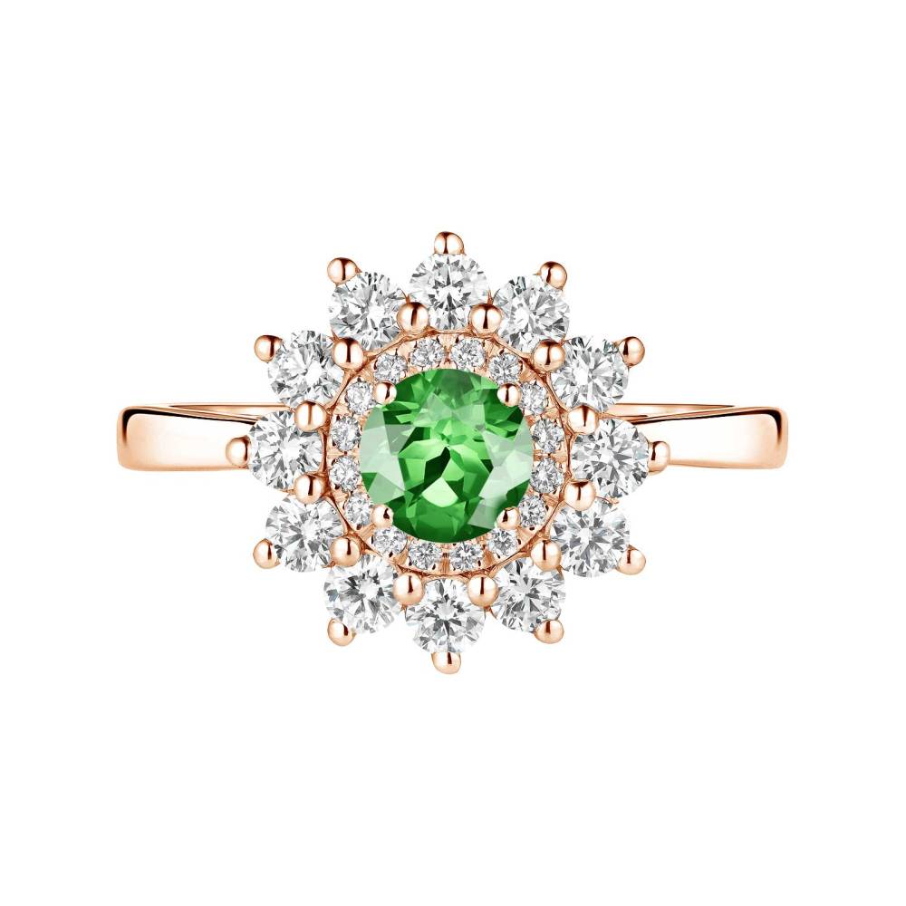 Bague Or rose Tsavorite et diamants Lefkos 5 mm 2