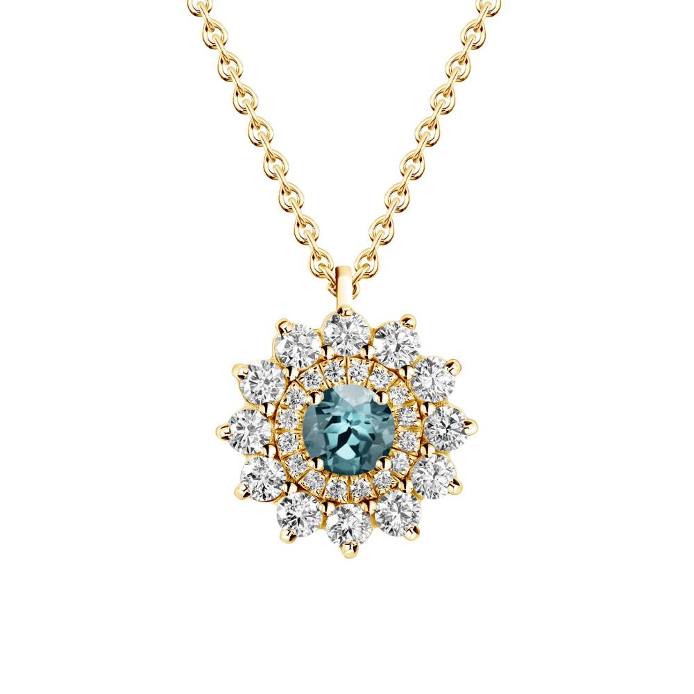 Pendant Yellow gold Blue Grey Sapphire and diamonds Lefkos 2