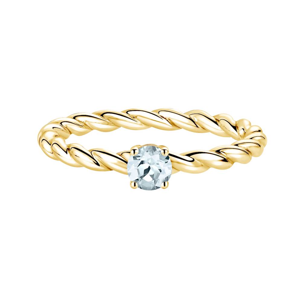 Ring Yellow gold Aquamarine and diamonds Capucine 4 mm 2