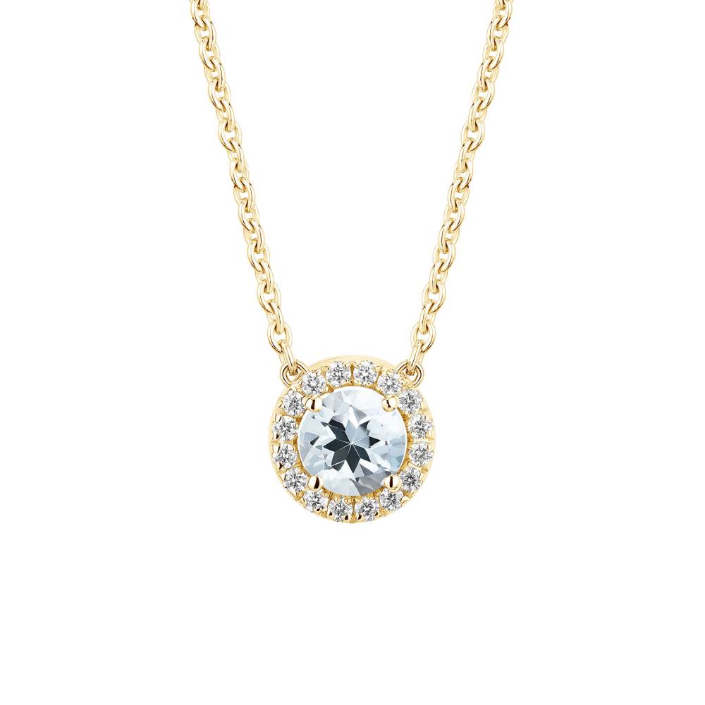 Pendant Yellow gold Aquamarine and diamonds Rétromantique S 2