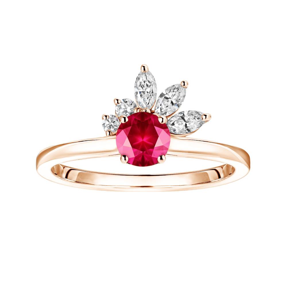 Ring Rose gold Ruby and diamonds Little EverBloom 2