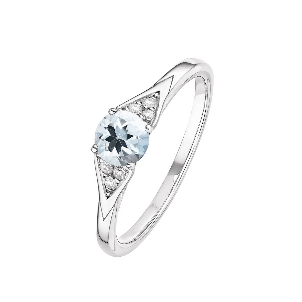 Ring White gold Aquamarine and diamonds Lady Trio 2