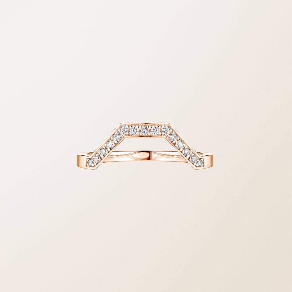 Wedding band Rose gold Diamond Art Déco 6 mm 2