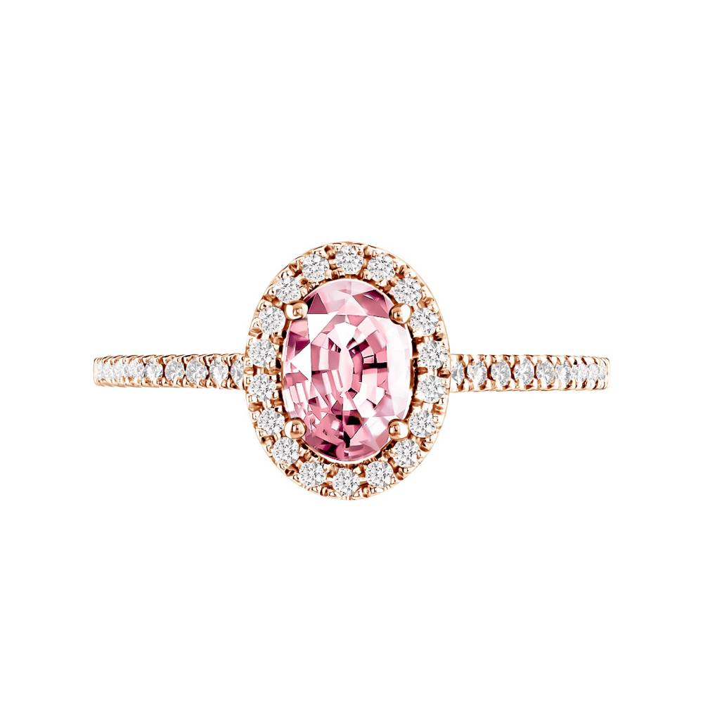 Ring Rose gold Tourmaline and diamonds Rétromantique Ovale Pavée 2