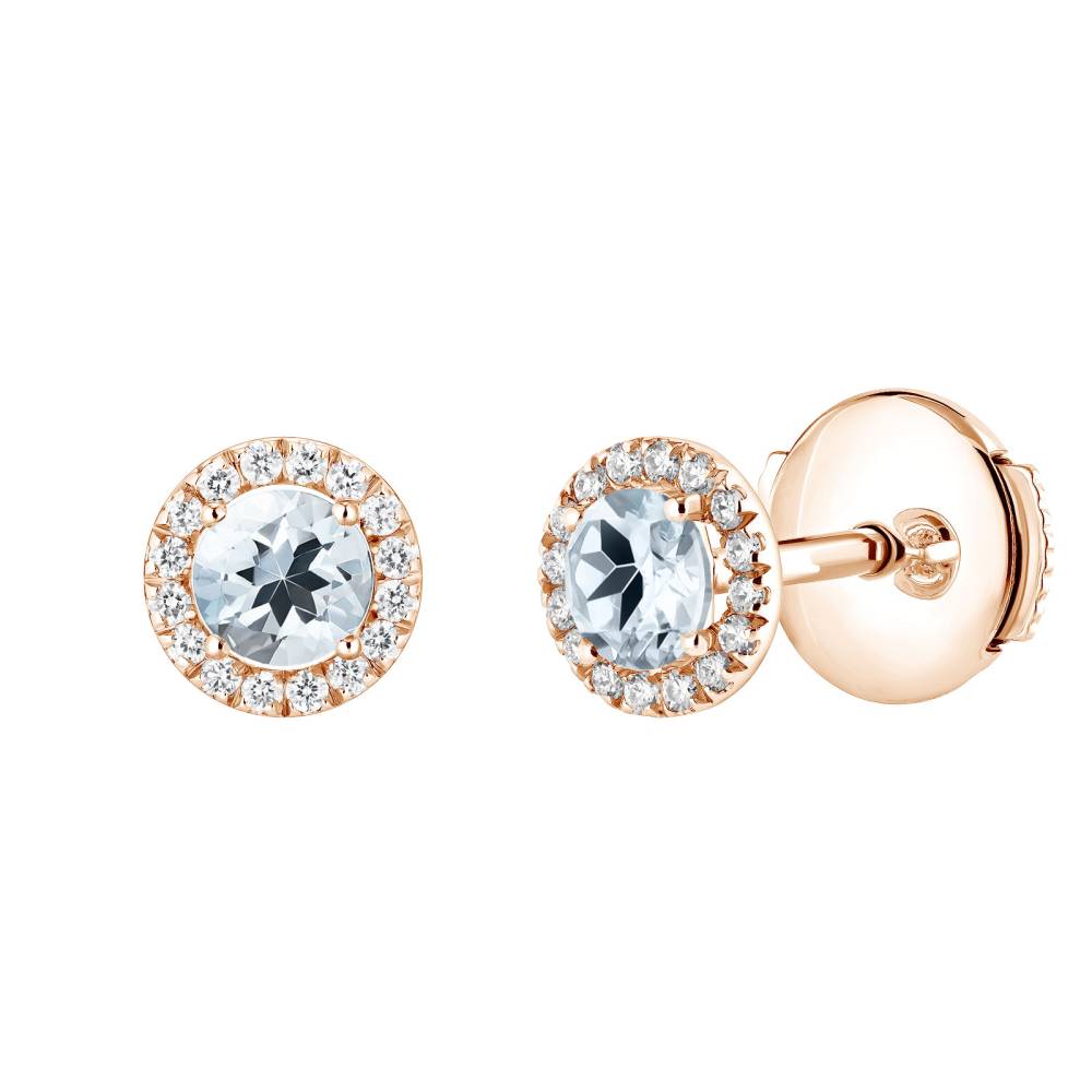 Earrings Rose gold Aquamarine and diamonds Rétromantique S 2