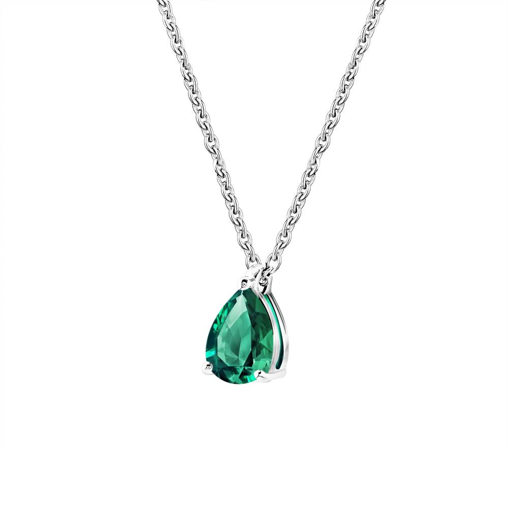 Pendant White gold Emerald and diamonds Lady Poire M 3