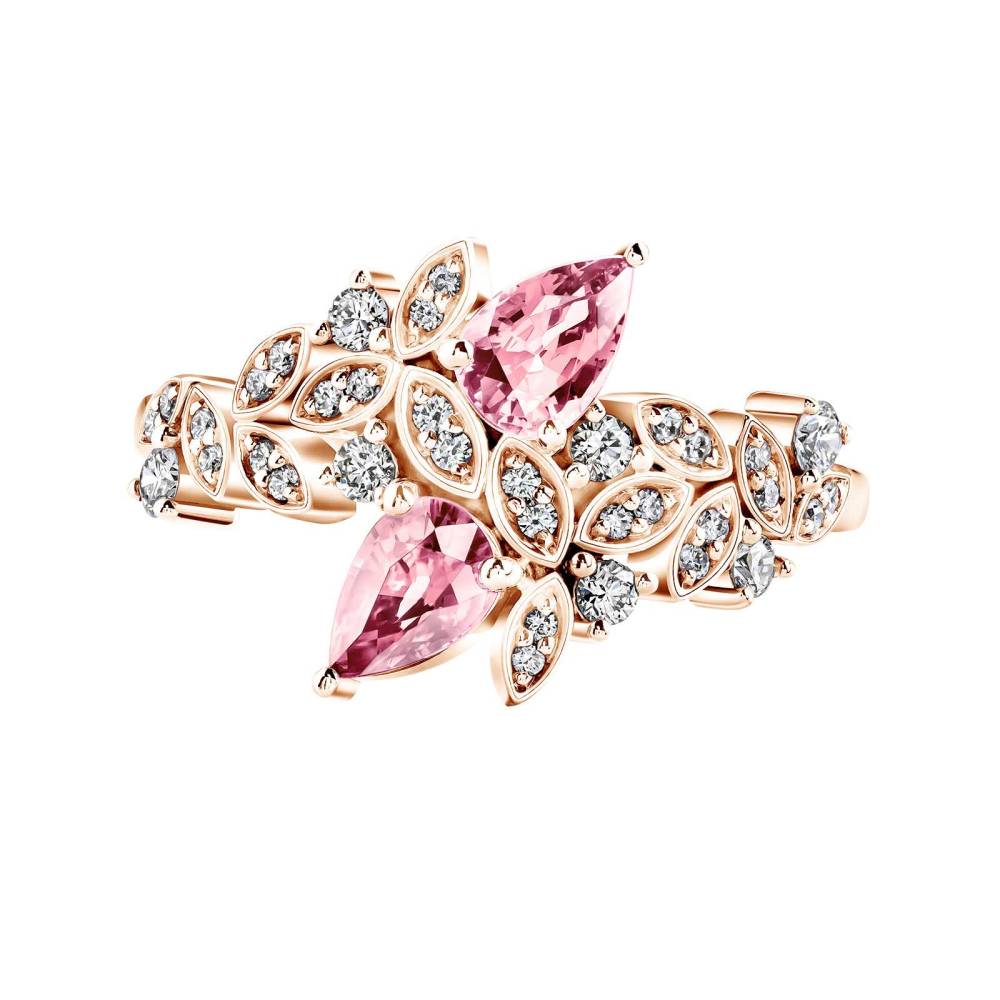 Ring Rose gold Tourmaline and diamonds EverBloom Toi & Moi 2