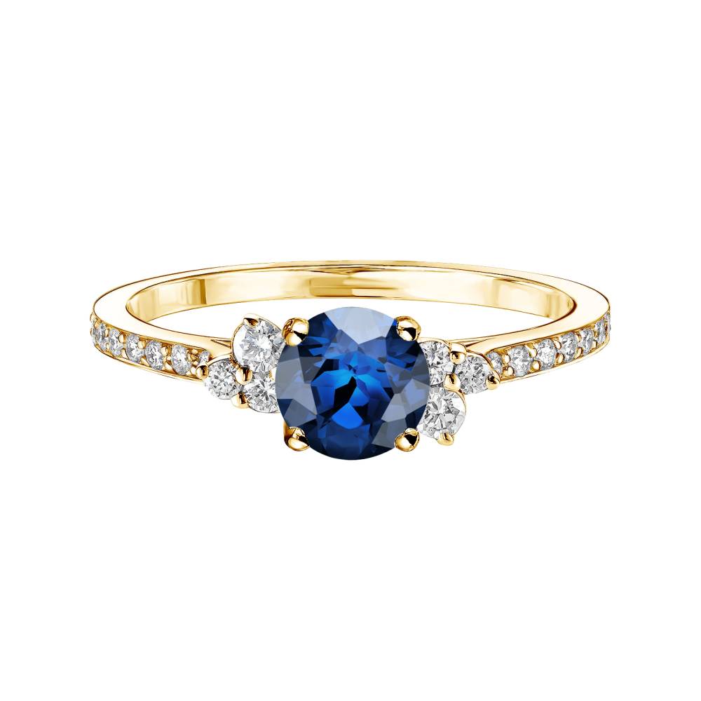 Ring Gelbgold Saphir und diamanten Baby EverBloom 5 mm Pavée 2