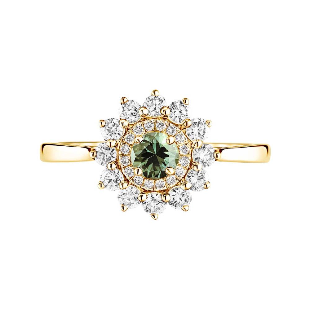 Ring Yellow gold Green Sapphire Lefkos 4 mm 2