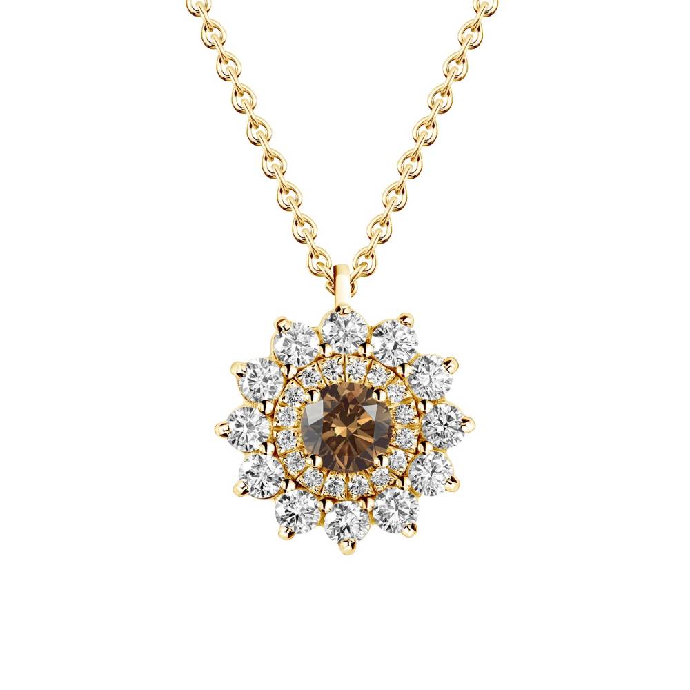 Pendant Yellow gold Chocolate Diamond and diamonds Lefkos 2