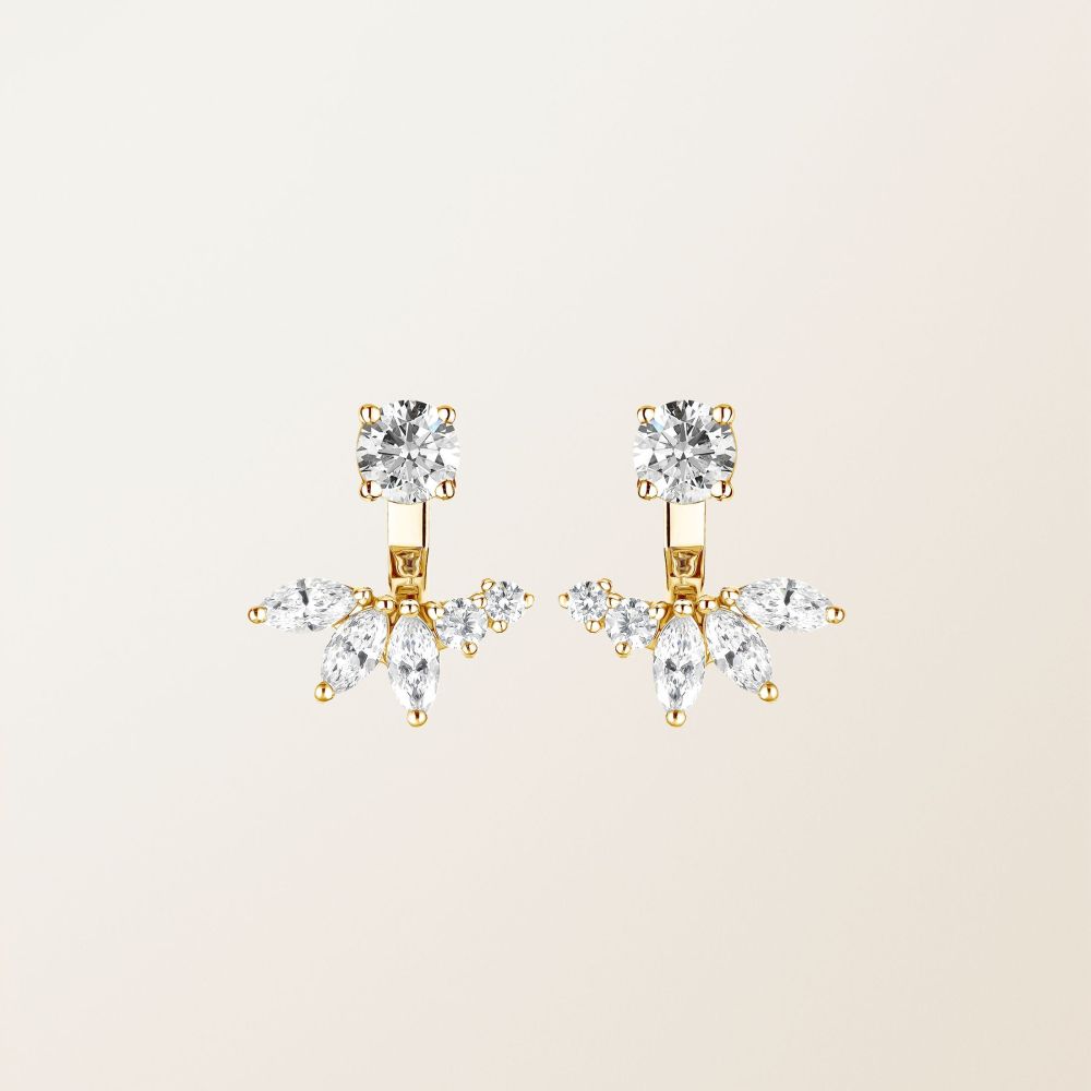 Boucles d'oreilles Or jaune Diamant EverBloom Symétriques 2