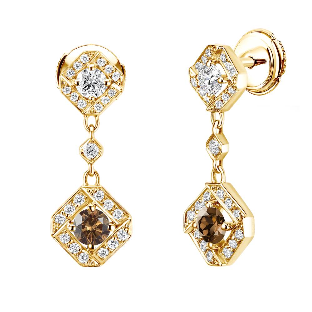 Ohrringe Gelbgold Schokoladendiamant und diamanten Plissage 2