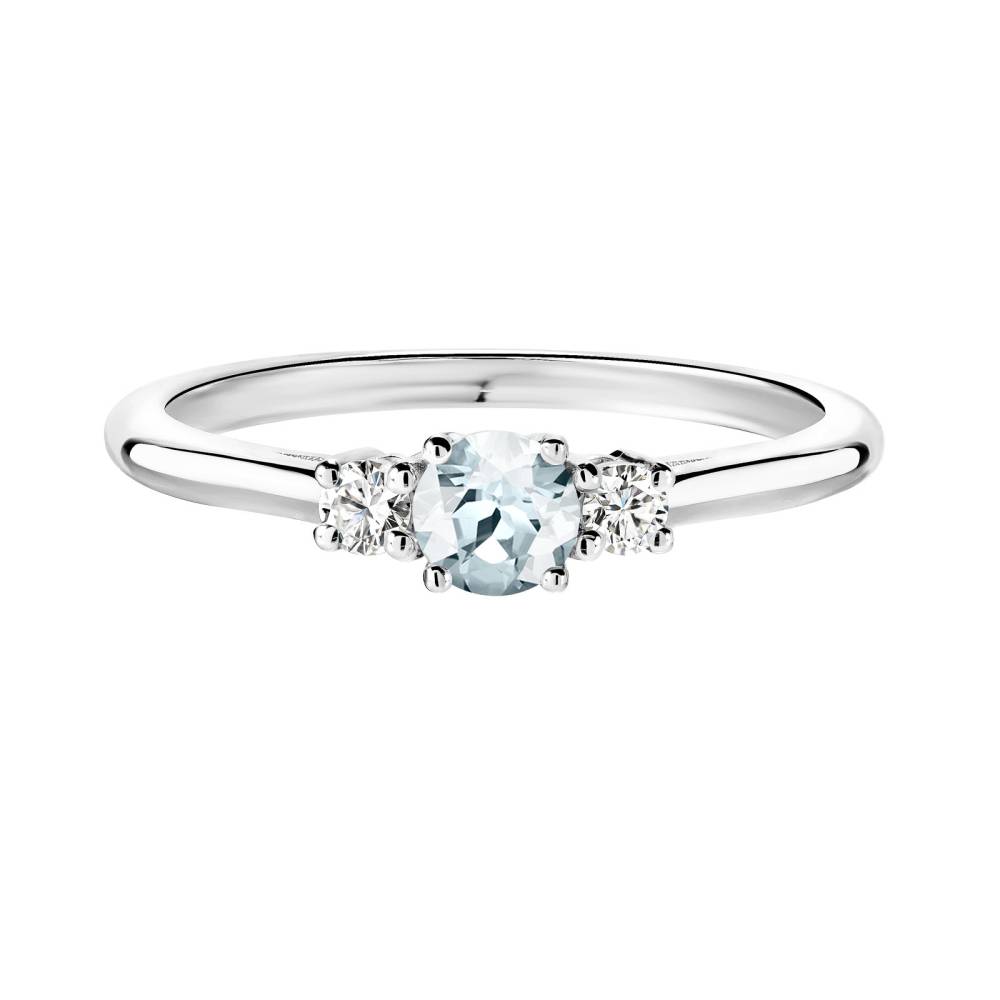 Ring White gold Aquamarine and diamonds Baby Lady Duo 2