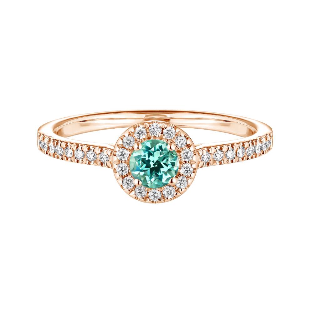 Bague Or rose Tourmaline Mint et diamants Rétromantique S Pavée 2