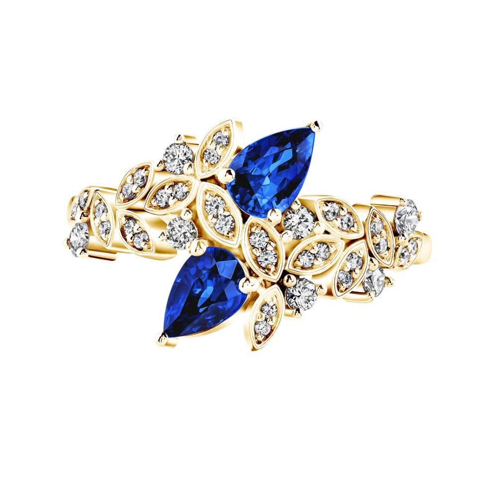 Ring Yellow gold Sapphire and diamonds EverBloom Toi & Moi 2