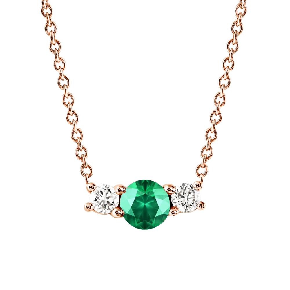 Pendentif Or rose Emeraude et diamants Lady Duo 2