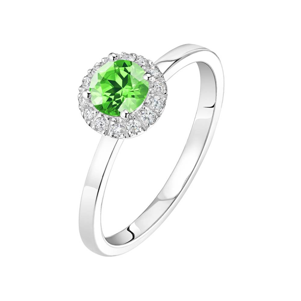 Ring Platinum Tsavorite and diamonds Rétromantique M 2