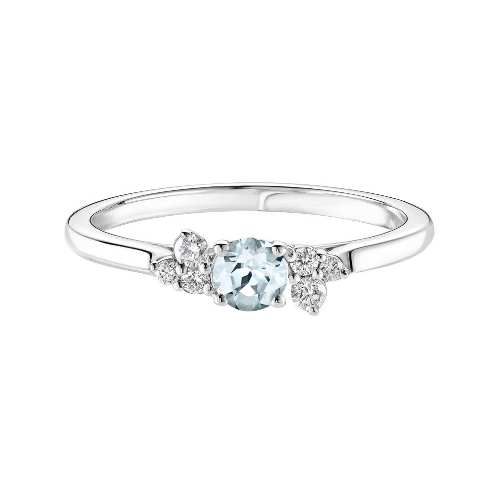 Ring Weißgold Aquamarin und diamanten Baby EverBloom 2