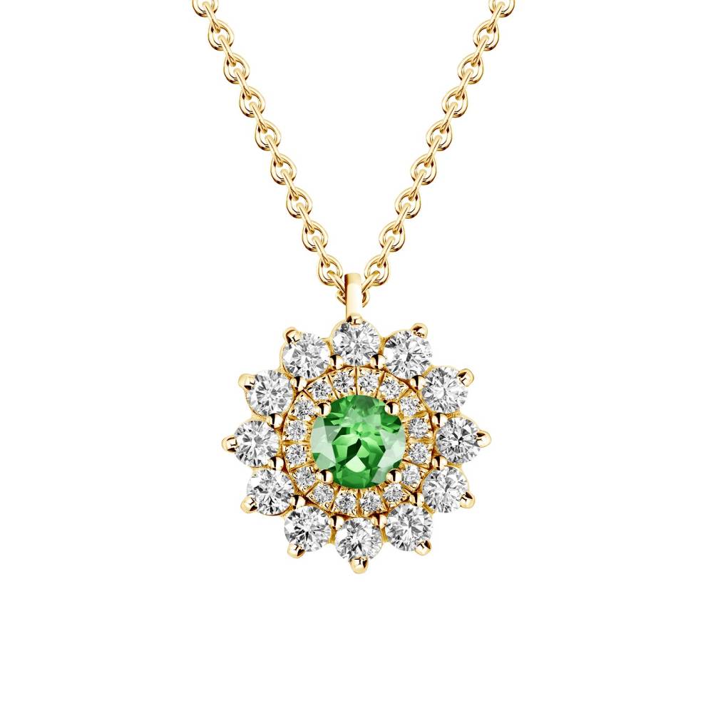 Pendant Yellow gold Tsavorite and diamonds Lefkos 2