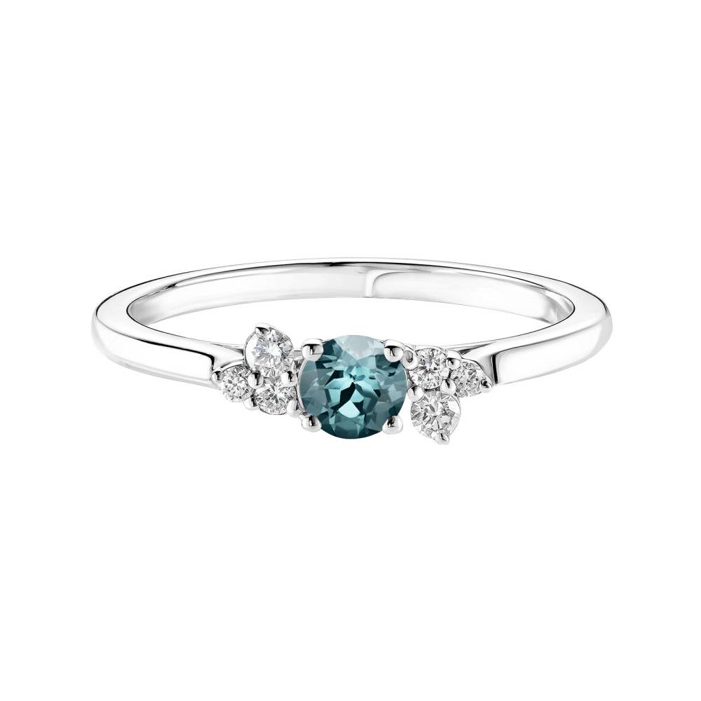 Bague Or blanc Saphir Bleu Gris et diamants Baby EverBloom 2