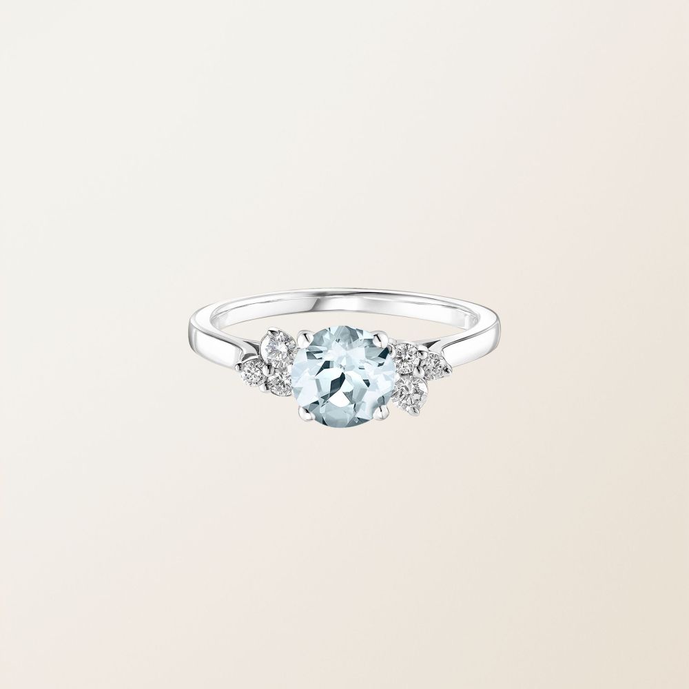 Bague Or blanc Aigue-marine et diamants Baby EverBloom 6 mm 2
