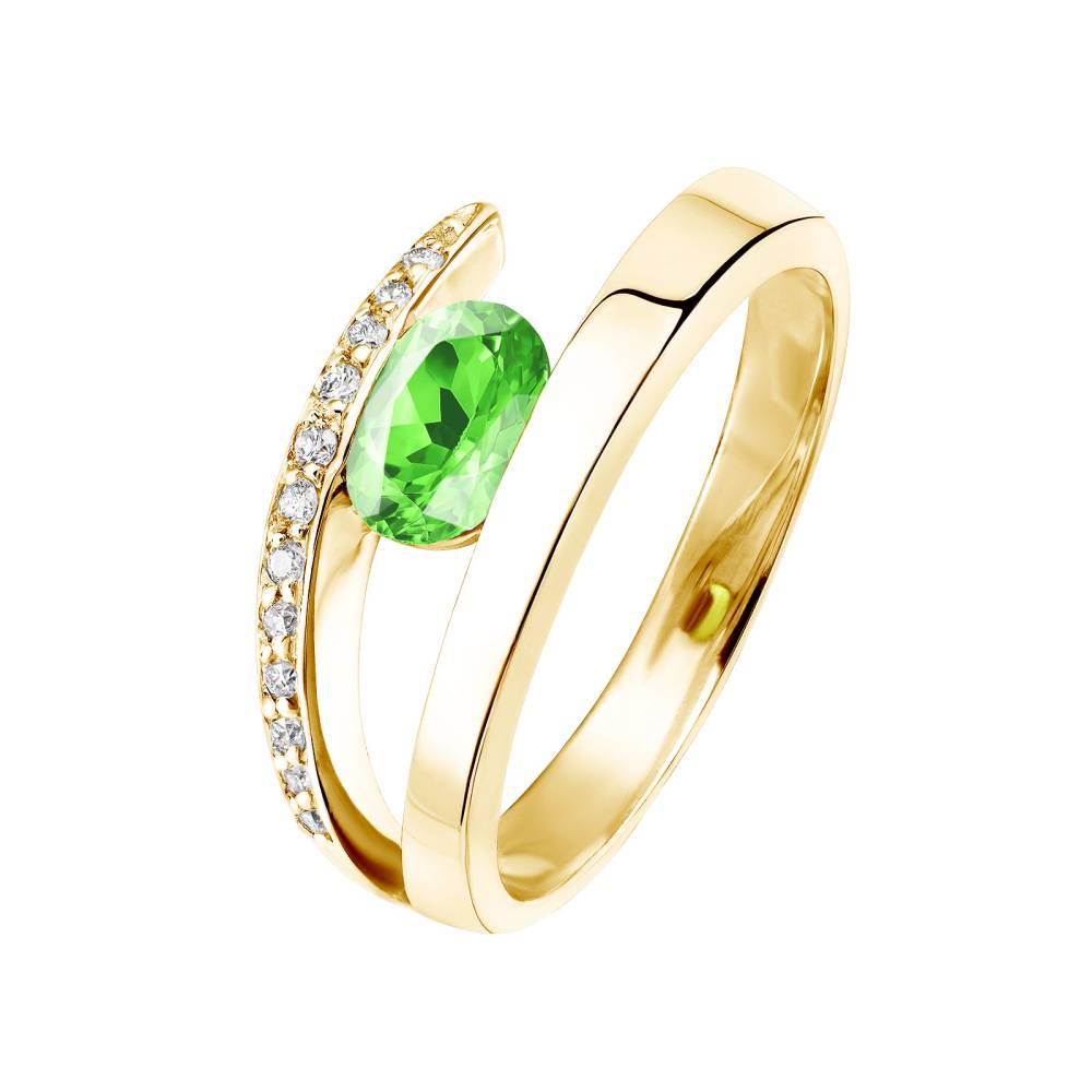 Ring Yellow gold Tsavorite and diamonds Ananta 2