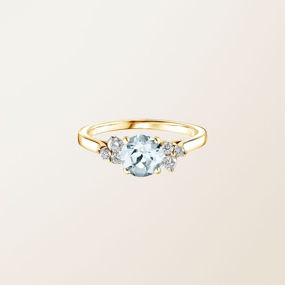 Bague Or jaune Aigue-marine et diamants Baby EverBloom 6 mm 2