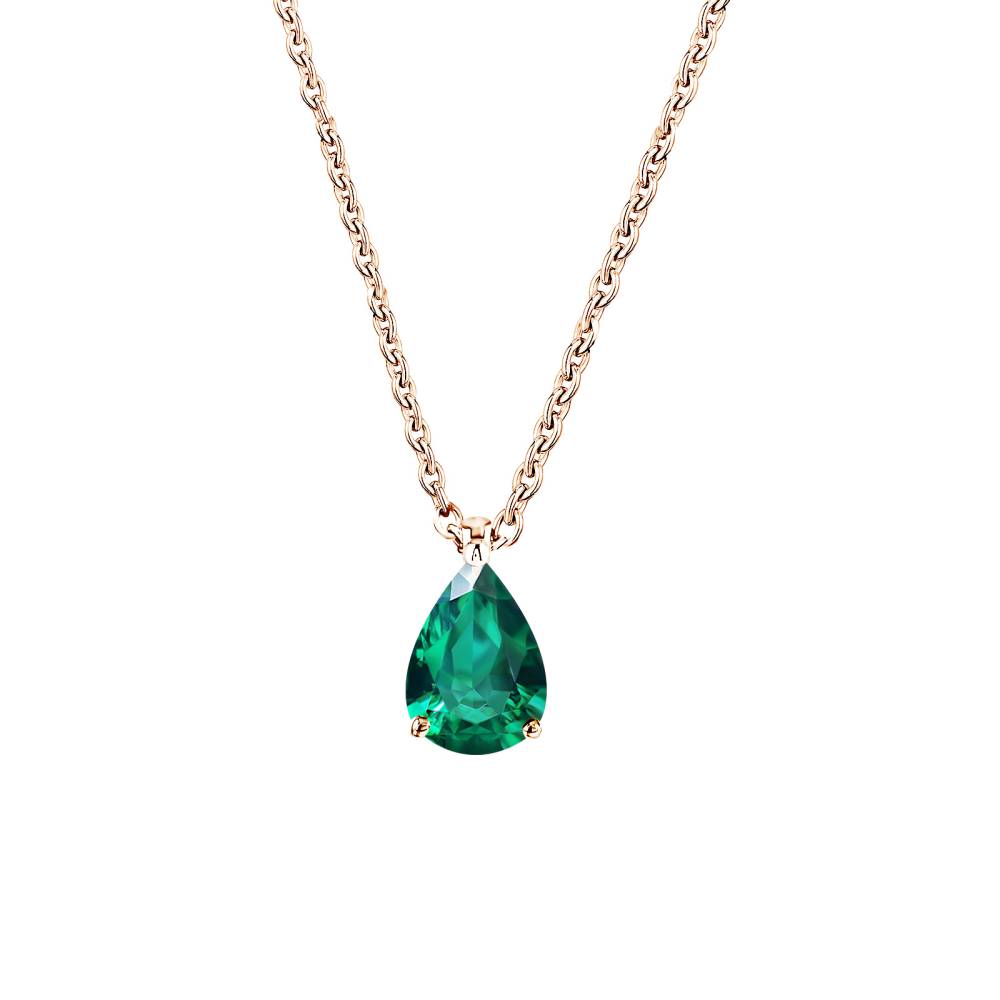 Pendant Rose gold Emerald and diamonds Lady Poire M 2