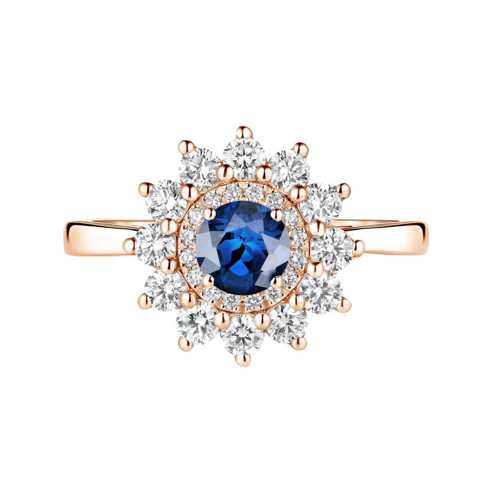 Ring Rose gold Sapphire and diamonds Lefkos 5 mm 2