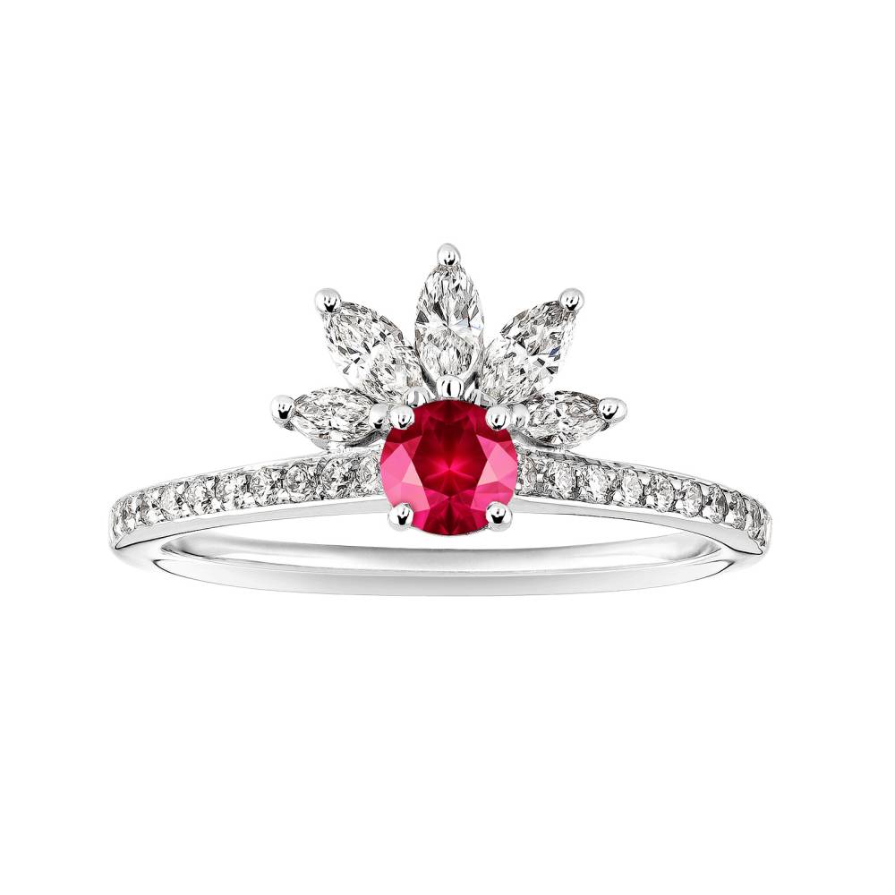 Bague Or blanc Rubis et diamants EverBloom Pavée 4 mm 2