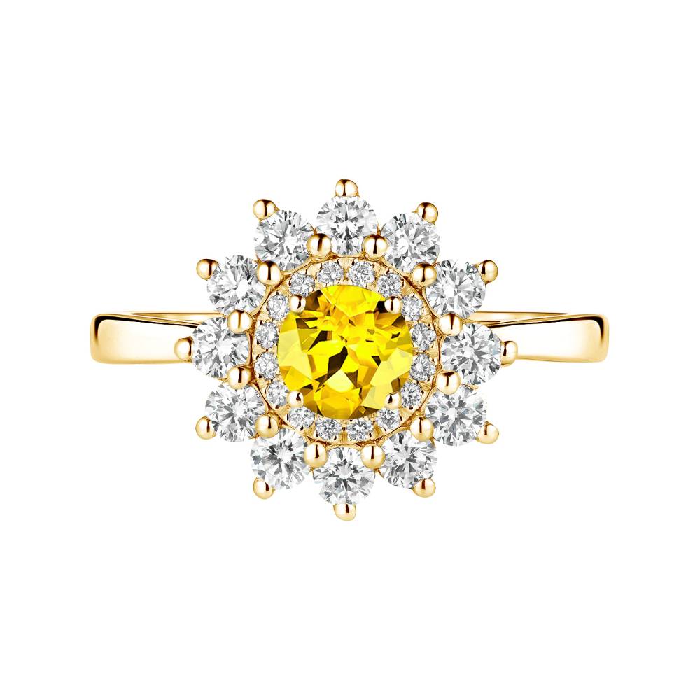 Ring Yellow gold Yellow Sapphire and diamonds Lefkos 5 mm 2