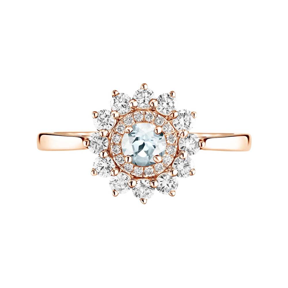 Ring Rose gold Aquamarine Lefkos 4 mm 2