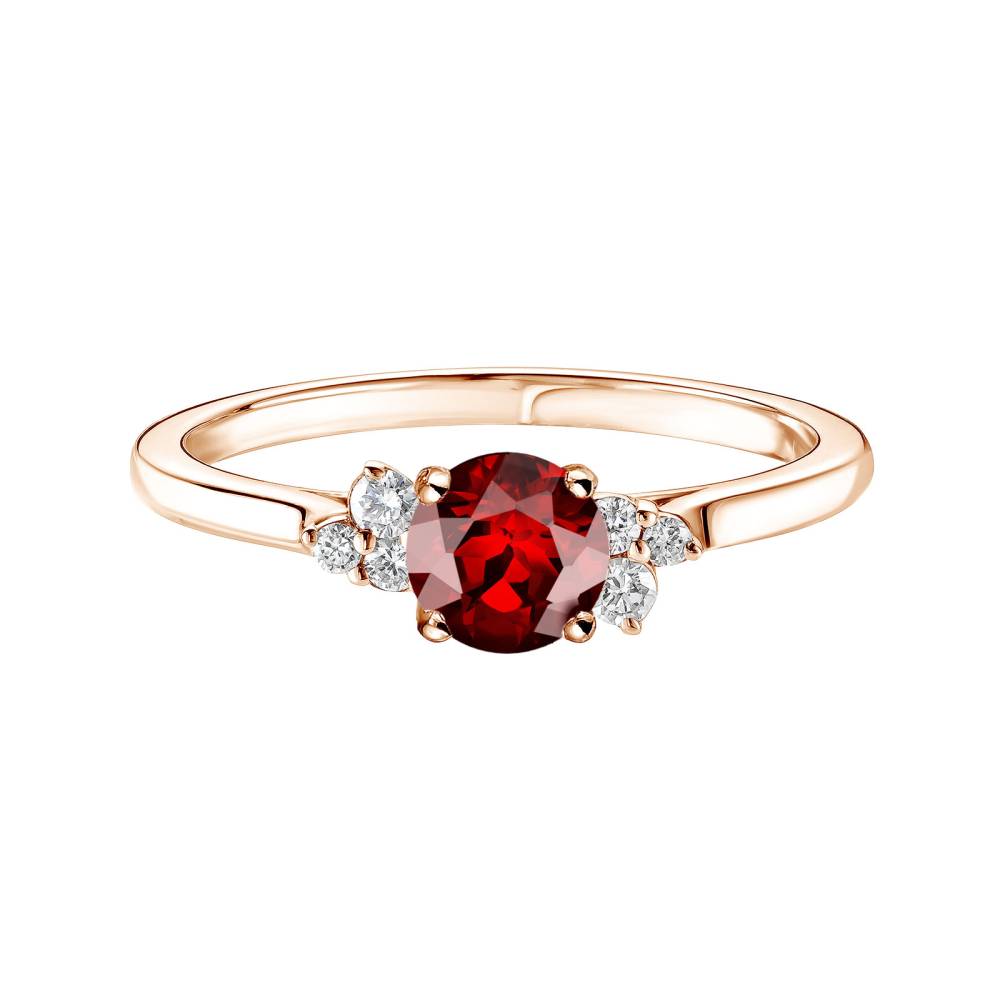 Bague Or rose Grenat et diamants Baby EverBloom 5 mm 2