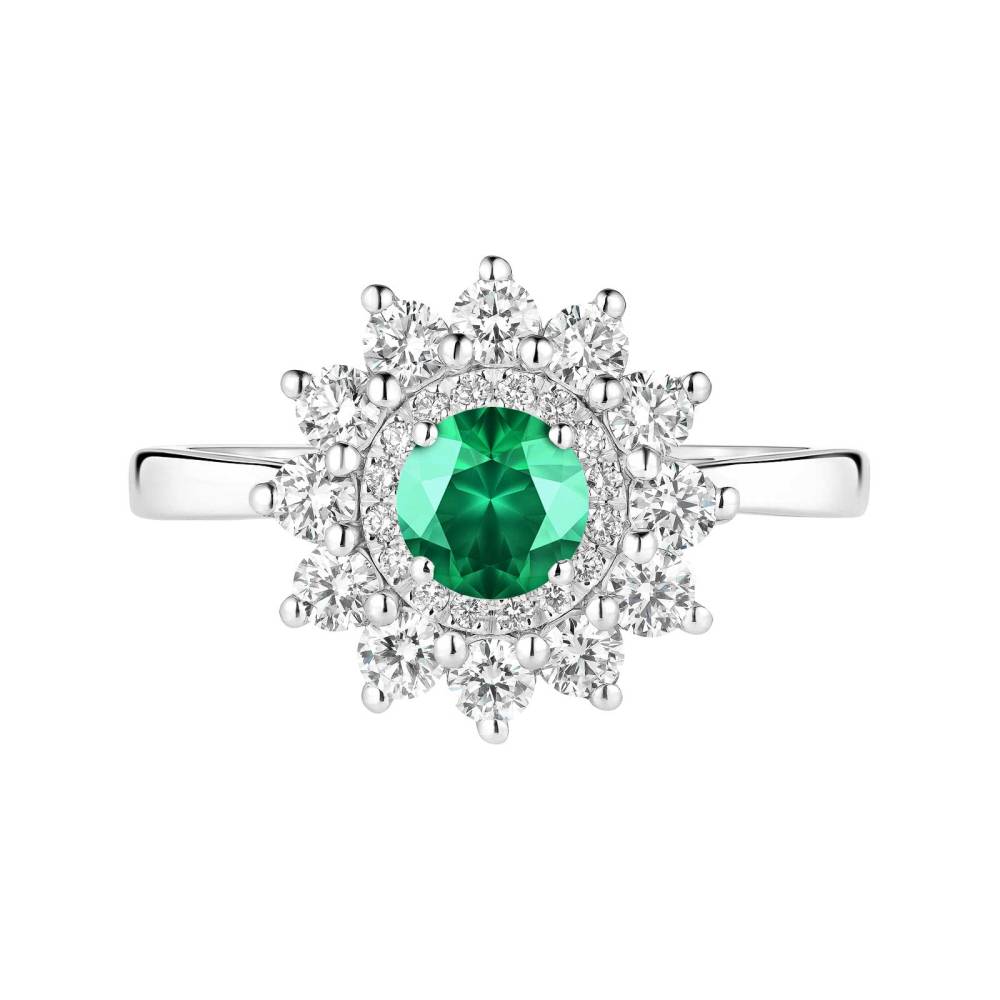 Ring White gold Emerald and diamonds Lefkos 5 mm 2