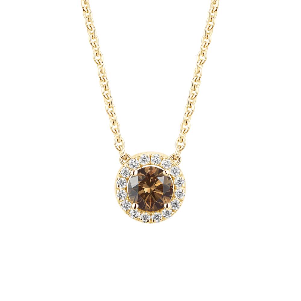 Pendant Yellow gold Chocolate Diamond and diamonds Rétromantique S 2