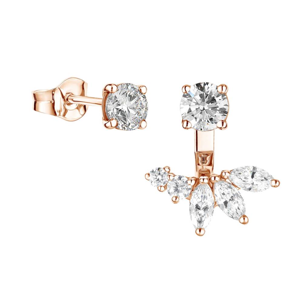 Ohrringe Roségold Diamant EverBloom Asymétriques 2