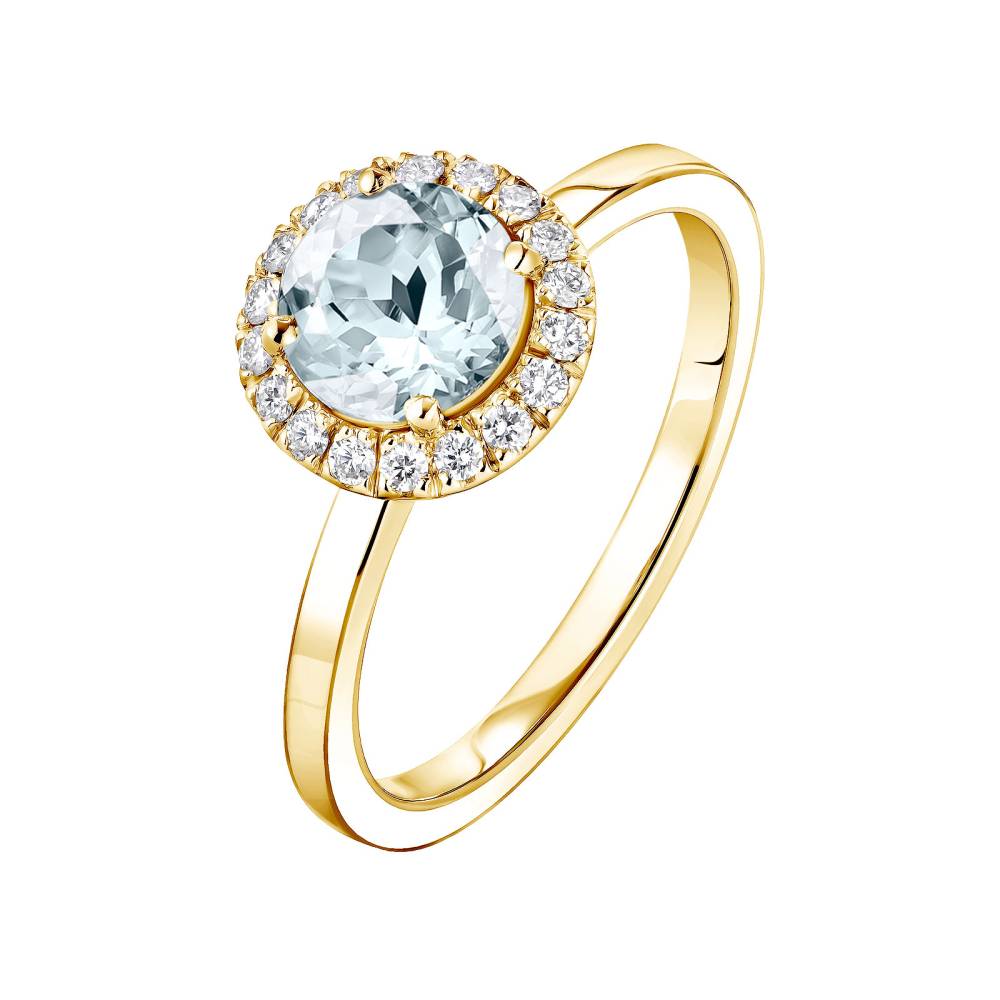 Ring Gelbgold Aquamarin und diamanten Rétromantique L 2