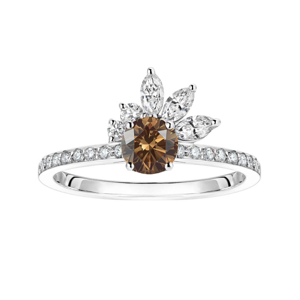 Ring Platinum Chocolate Diamond and diamonds Little EverBloom Pavée 2