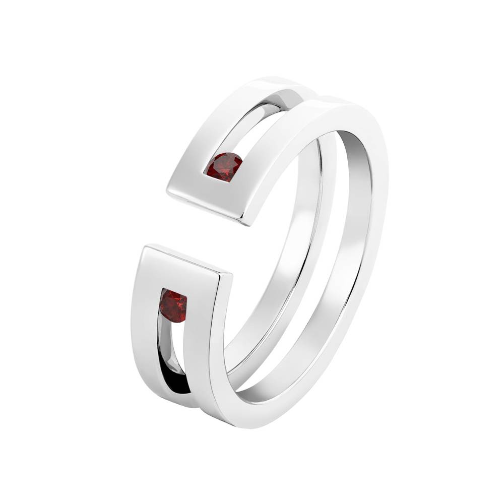 Ring White gold Garnet Thésée Duo 2