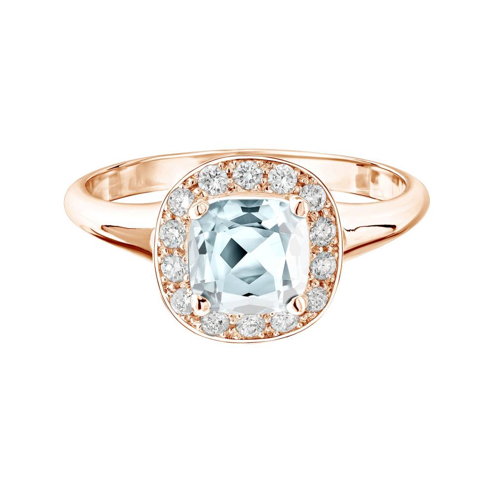 Ring Rose gold Aquamarine and diamonds Mada 2