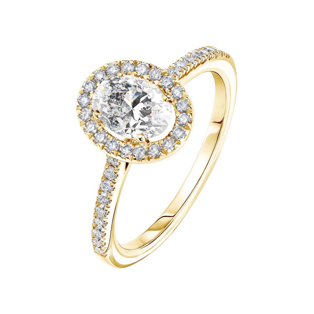 Ring Yellow gold Diamond Rétromantique Ovale Pavée 2